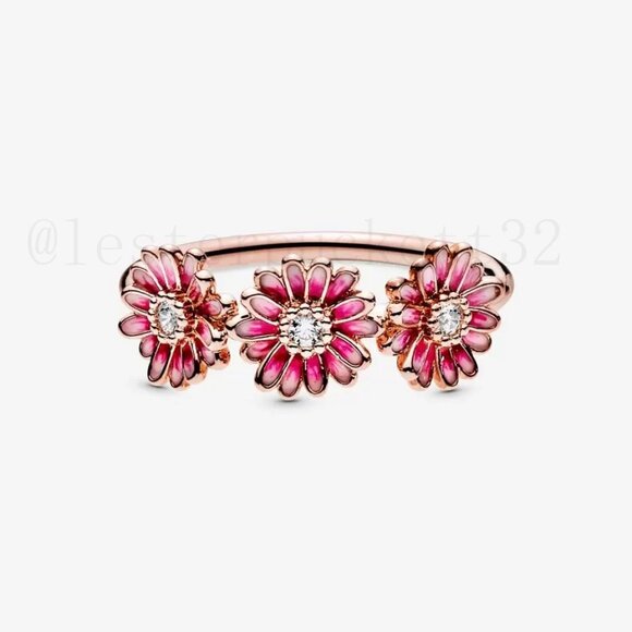 Pandora Pink Daisy Flower Trio Ring - Picture 4 of 4